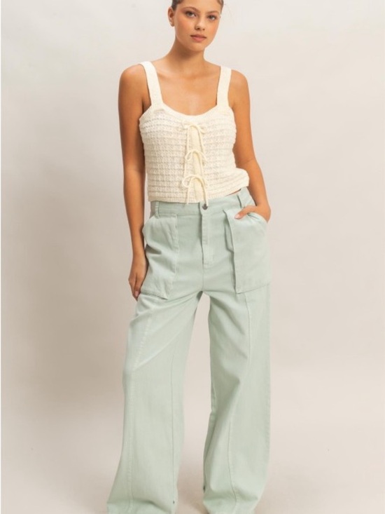 HYFVE Pants - Wide-Leg Utility Pants in Mint Green size small
